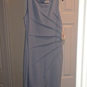 Calvin Klein Gray Asymmetrical Ruched Midi Dress